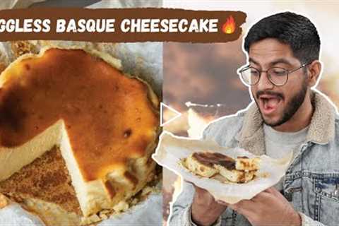 Eggless Burnt Basque Cheesecake Recipe 🔥 Does it work? Tested By Shivesh