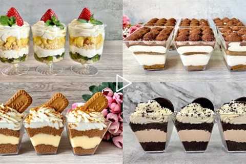 4 Easy NO BAKE Dessert Cup Recipes. No Eggs, No Gelatine, No Alcohol!