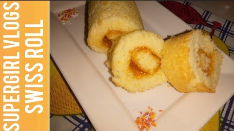 10 Minutes Swiss Roll Cake Recipe Oven|Swiss Jam Roll In Baking Pan By Supergirl Vlogs.