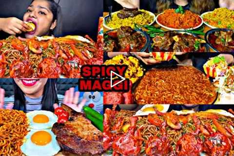 ASMR EATING SPICY MAGGI NOODLES, CHICKEN LOLIPOP, EGG, MUTTON | BEST INDIAN FOOD MUKBANG |FoodShood|