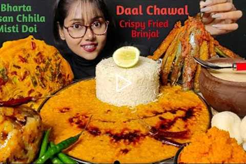 Eating Dal Chawal, Besan Chhila, Sweets | Mukbang | Big Bites | Indian Sweets Asmr | Asmr Eating