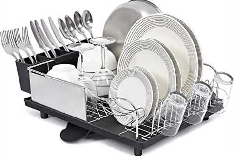 TOOLF Dish Rack,304 Stainless Steel Dish Drying Rack for Kitchen Counter, Dish Drainer for Large..