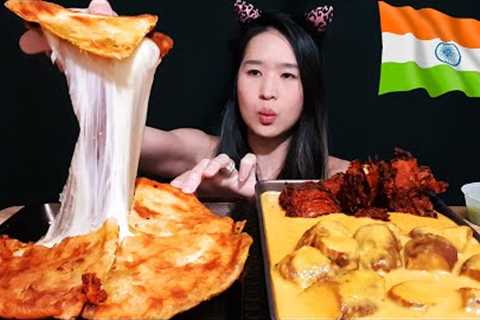 CHEESY INDIAN FOOD MUKBANG! Aloo Paratha, Malai Kofta & Onion Pakora - Spicy Curry & Crispy ..