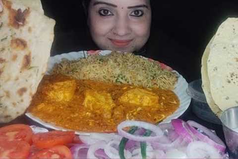 Eating paneer butter masala,naan,rice,rasgulla | eating show | indian food mukbang | foodie siyaa