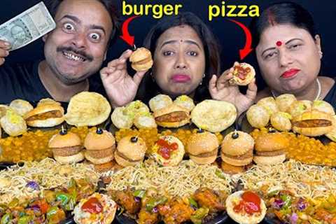 Spicy Panipuri, Spicy Noodles, Chicken Manchurian, Pizza Burger, Chana Masala Food Eating..