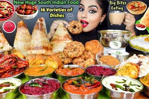 Eating Spicy Masala Dosa,Ghee Dosa,Carrot Onion Dosa,Idli Vada South Indian Food ASMR Eating Video