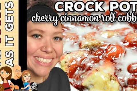 Crock Pot Cinnamon Roll Cherry Cobbler