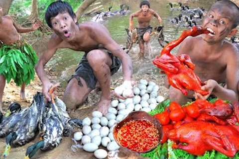 Primitive Technology - Wow! New Cook Recipes - Cooking Egg & Duck Eating