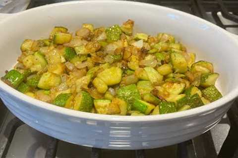 Zucchini with Onions, Breadcrumbs and Golden Raisins!! Neapolitan + Easy + Delish!!