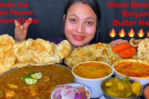 Eating Spicy 🔥 Shahi Dal, Paneer, Biriyani, Chole Bhature, Chaap, Butter Roti | Indian Food Mukbang