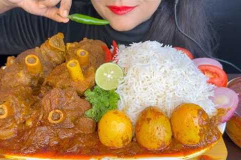 ASMR EATING SPICY MUTTON KEEMA KORMA,MUTTON CURRY,EGG CURRY,BASMATI RICE,SALAD *MUKBANG*