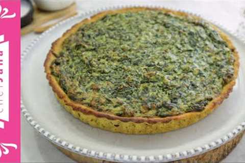 Creamy and buttery gluten-free spinach quiche pie⎜Plant-based