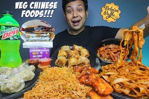 Spicy Schezwan Rice, Chili Paneer, Momos, Phad Thai Noodles, Spring Roll, Chili Potato & Waffles