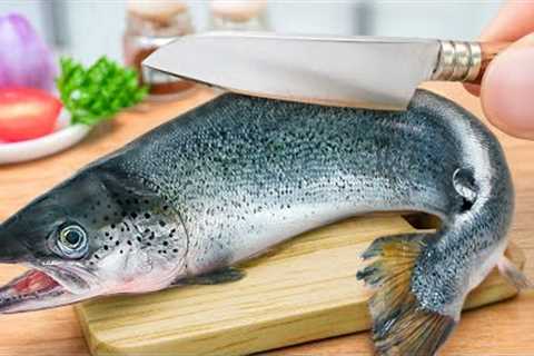 Easy Salmon Fish Poke Bowl Recipe Idea - Mini Yummy ASMR Cooking Video