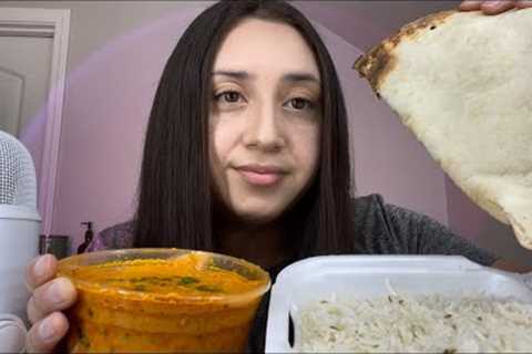 ASMR INDIAN FOOD MUKBANG || spicy tikka masala and garlic naan