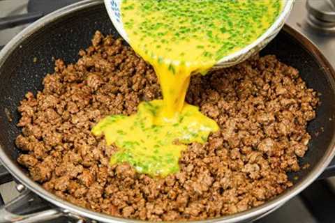 Just Pour the Egg over the Ground beef and the Result will be Amazing❗❗ 🔝 2 Simple Recipes!