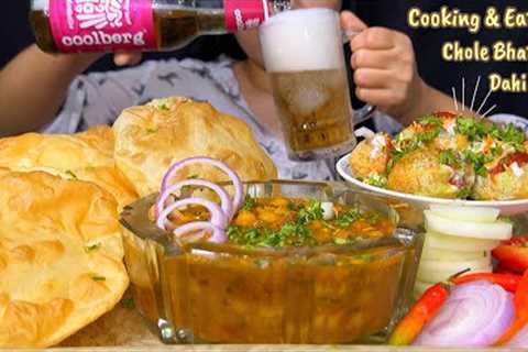 Cooking & Eating Chole Bhature, Dahi Puri, Salad & Beer | Recipe | Street Food | Mukbang |..