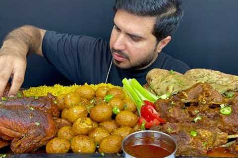 ASMR;Eating whole chicken curry+Spicy eggs curry+Spicy Mutton curry+Masala rice+aloo paratha Mukbang