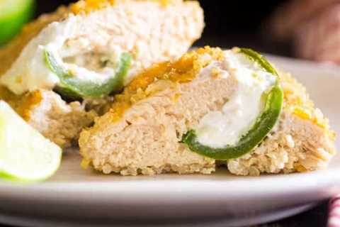 Jalapeno Popper Chicken with Quinoa Crust {Gluten Free + High Protein}