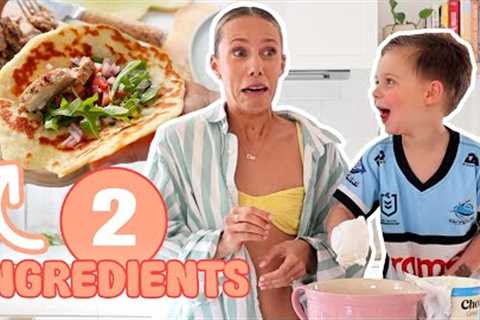 Make dinner with us! Easy & HEALTHY 2 ingredient flat bread kids fave