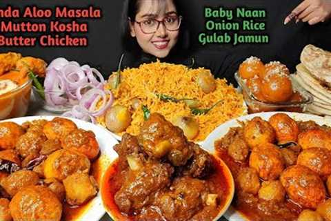 Eating Egg Masala, Mutton Kosha, Butter Chicken, Gulab jamun | Big Bites | Asmr Eating | Mukbang
