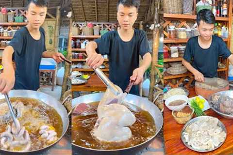 Handsome chef cooking: pig''s liver, lung, intestine delicious recipe cook by chef Ny - Cooking..