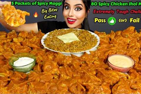 Eating 75 Spicy Momos Dumpling Eating challenge Indian Noodles Street Food ASMR Eating Mukbang Video