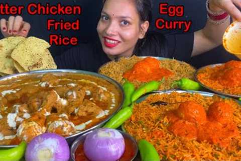 Eating 2kg Butter Chicken, Schezwan🔥 Fried Rice, Egg Curry, Veg Fried Rice, Chilli Garlic Rice
