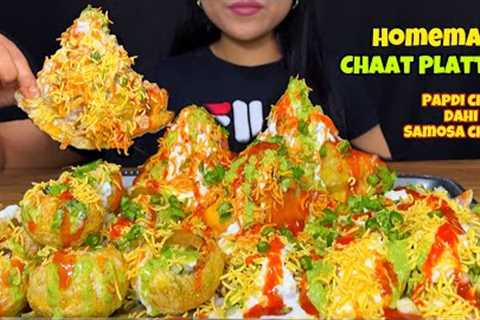 Eating Dahi Papdi Chaat, Samosa Chaat & Dahi Puri | Chaat Platter | Mukbang | ASMR | Street..