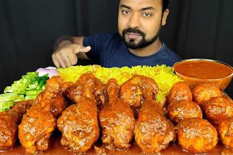 HUGE SPICY CHICKEN CURRY, BASANTI PULAO, EGG CURRY, GRAVY, CHILI MUKBANG ASMR EATING SHOW| BIG BITES