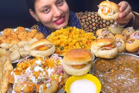 Eating😋😋Chole Bhature,Pasta,Dahi Golgappa,Burger,Steam Momos,Fried Momos ll Foodie Gd ll