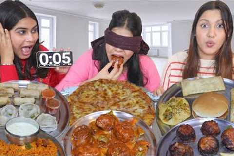 Blindfold Street Food Challenge | Momos, Pizza, Burger, Spring Roll, Biryani, Tandoori Momos, Taco