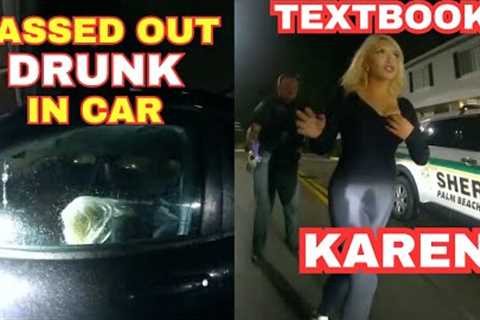 Absolutely WASTED KAREN hits neighbor''s car, mocks police officers