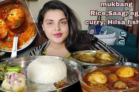 ASMR:Eating Rice With Egg Curry, saag,aloo bharta, Hilsa Fish, Mukbang, Big Bites,Clean Eating ...