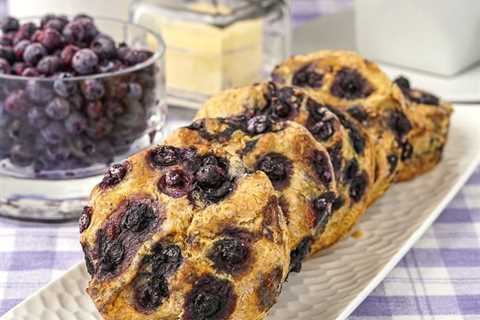 Blueberry Scones, whole wheat and no sugar added.