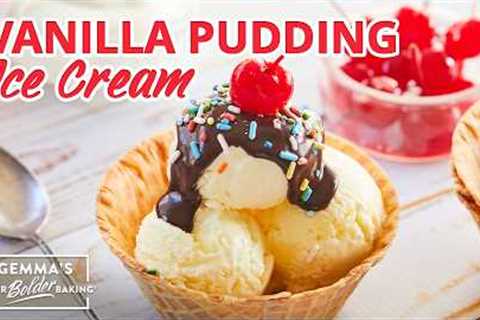 Creamy Vanilla Pudding Ice Cream Recipe (No Ice Cream Machine Needed)