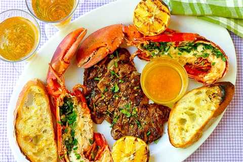 Grilled Lobster Surf n Turf with Lemon Garlic Brown Butter