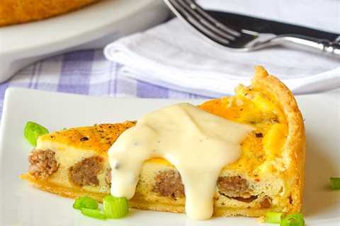 Sausage Garlic Quiche with Smoked Cheddar Sauce